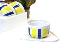 ceramic shop yel white blue stripe sn15 1 handled baskets small wholesale