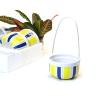 ceramic shop yel white blue stripe sn15 1 handled baskets small wholesale