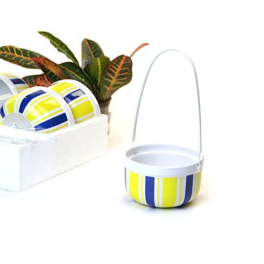 ceramic shop yel white blue stripe sn15 1 handled baskets small wholesale