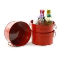 8  round tin tub red by18 1r wholesale metal containers