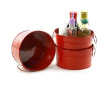 8  round tin tub red by18 1r wholesale metal containers