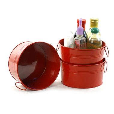 8  round tin tub red by18 1r wholesale metal containers