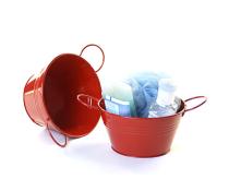6  tin tub red by46 1r wholesale metal containers round tubs mini