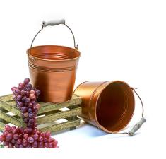 7  tin pail copper wood handle by44 1cowd wholesale metal containers
