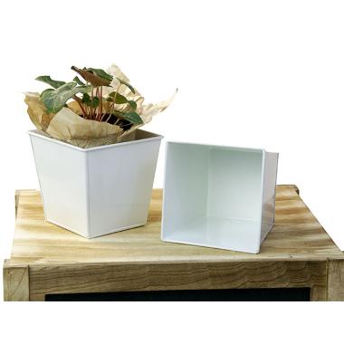5 sq tin pot white by58 1w wholesale metal containers pails pots rectangle