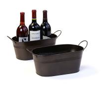 12  tin oval tub powder coated brown by14 1br wholesale metal containers