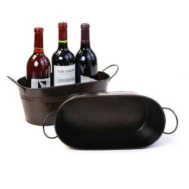 12  tin oval tub powder coated brown by14 1br wholesale metal containers