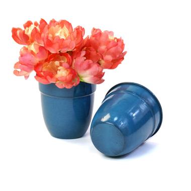 5  solid iron metal pot antique teal by74 1xtl wholesale containers