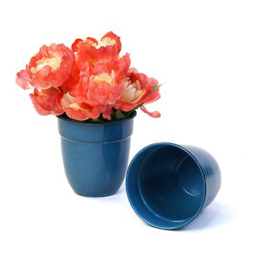 5  solid iron metal pot antique teal by74 1xtl wholesale containers