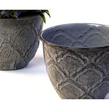 5  solid iron metal pot antique grey by75 1xgy wholesale containers
