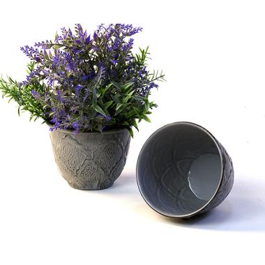 5  solid iron metal pot antique grey by75 1xgy wholesale containers