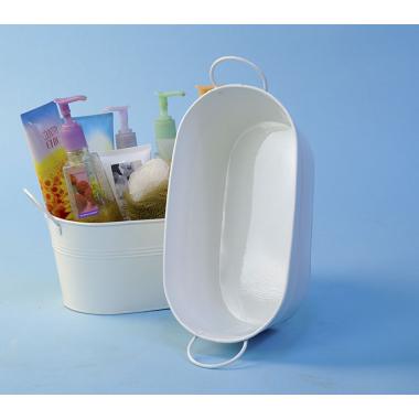 12  oval tub white by14 1w wholesale metal containers tubs 9