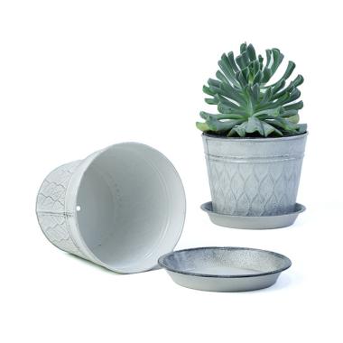 6  tin pot saucer antique white by206 1w wholesale covers