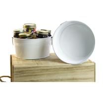 8  round tin tub white by18 1w wholesale metal containers tubs