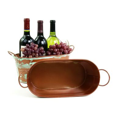 12  tin oval tub copperverdigris finish by14 1ver wholesale metal containers