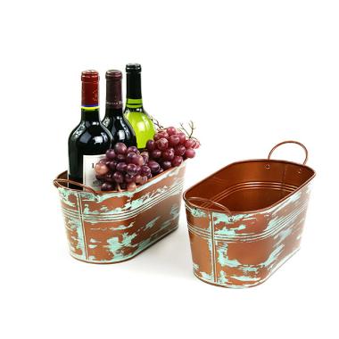 12  tin oval tub copperverdigris finish by14 1ver wholesale metal containers