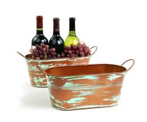 12  tin oval tub copperverdigris finish by14 1ver wholesale metal containers