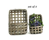 woodchip wall basket decor grey wash s2 wd340 2 wholesale baskets