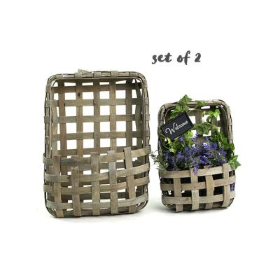 woodchip wall basket decor grey wash s2 wd340 2 wholesale baskets