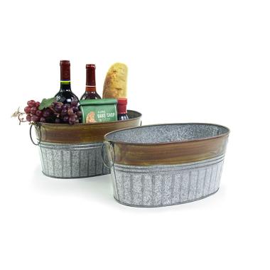 oval tub galvanized ribbedrust finish by83 1rst wholesale metal containers tubs