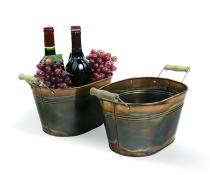 oval metal tub 10  wood handles burnt copper by20 1cbt wholesale