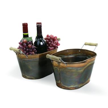 oval metal tub 10  wood handles burnt copper by20 1cbt wholesale