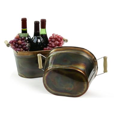 oval metal tub 10  wood handles burnt copper by20 1cbt wholesale