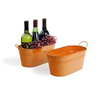 12  oval tin tub orange by14 1or wholesale metal containers tubs