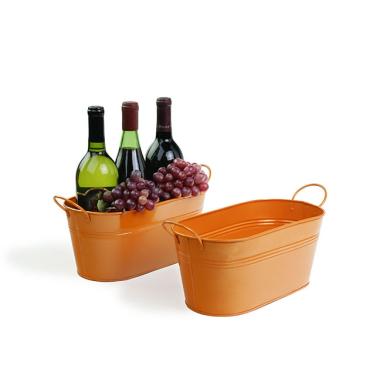 12  oval tin tub orange by14 1or wholesale metal containers tubs