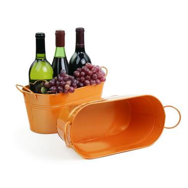 12  oval tin tub orange by14 1or wholesale metal containers tubs