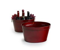 14  tin oval deep tub transparent red by24 1tpr wholesale metal