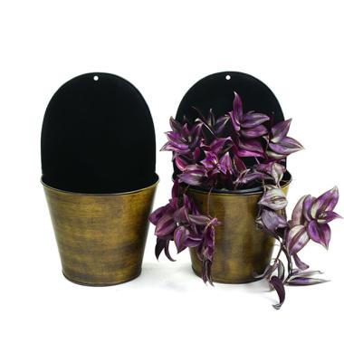 tin half bucket wall basket antique brown wy79 1 wholesale metal containers