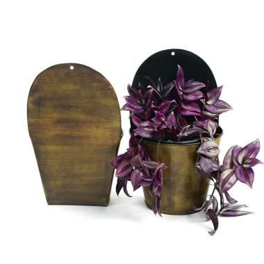 tin half bucket wall basket antique brown wy79 1 wholesale metal containers