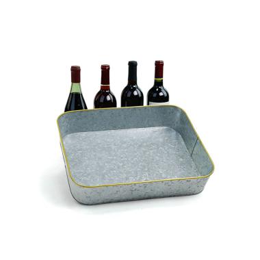 rectangle galvanized tray brass trim ty371 1no wholesale metal containers