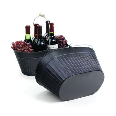 ribbed tin oval shop brushed black by671 1 wholesale metal containers