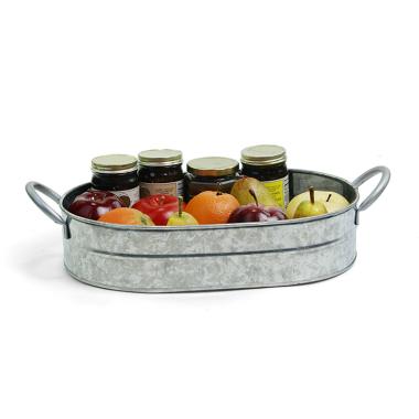 tin oval tray galvanized side handle ty50 1 handles