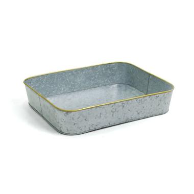 rectangle galvanized tray brass trim ty371 1no wholesale metal containers