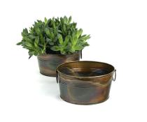 8  round tin tub burnt copper by18 1cbt wholesale metal containers