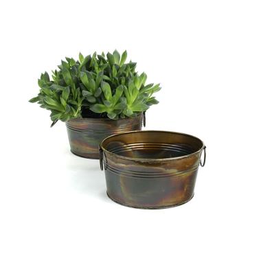 8  round tin tub burnt copper by18 1cbt wholesale metal containers