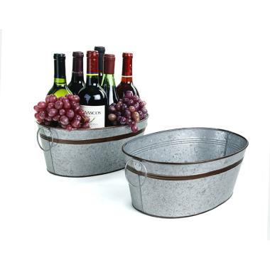 galvanized oval tub 13  brown trim by13 1abt wholesale metal containers