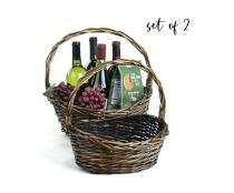 stained willow oval boat shop small set2 sw384 2sm wholesale basket containers