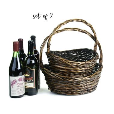 stained willow oval boat shop small set2 sw384 2sm wholesale basket containers