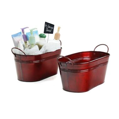 12  oval tin translucent red tub by14 1tr wholesale metal containers