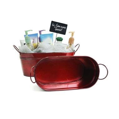 12  oval tin translucent red tub by14 1tr wholesale metal containers