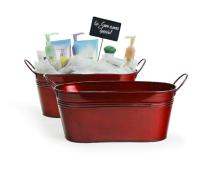 12  oval tin translucent red tub by14 1tr wholesale metal containers