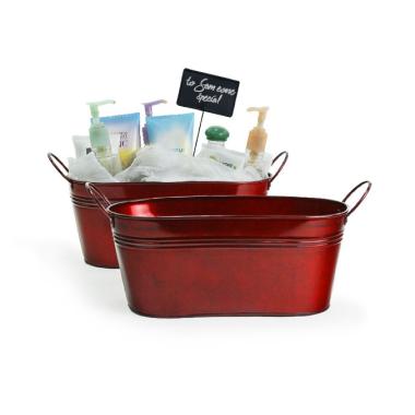 12  oval tin translucent red tub by14 1tr wholesale metal containers