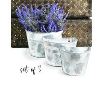s3 tin half bucket wall basket white wash wy766 3 wholesale metal