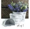 s3 tin half bucket wall basket white wash wy766 3 wholesale metal