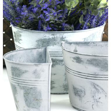 s3 tin half bucket wall basket white wash wy766 3 wholesale metal