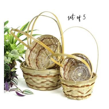 natural bamboo round shop set 5 so223 wholesale basket containers
